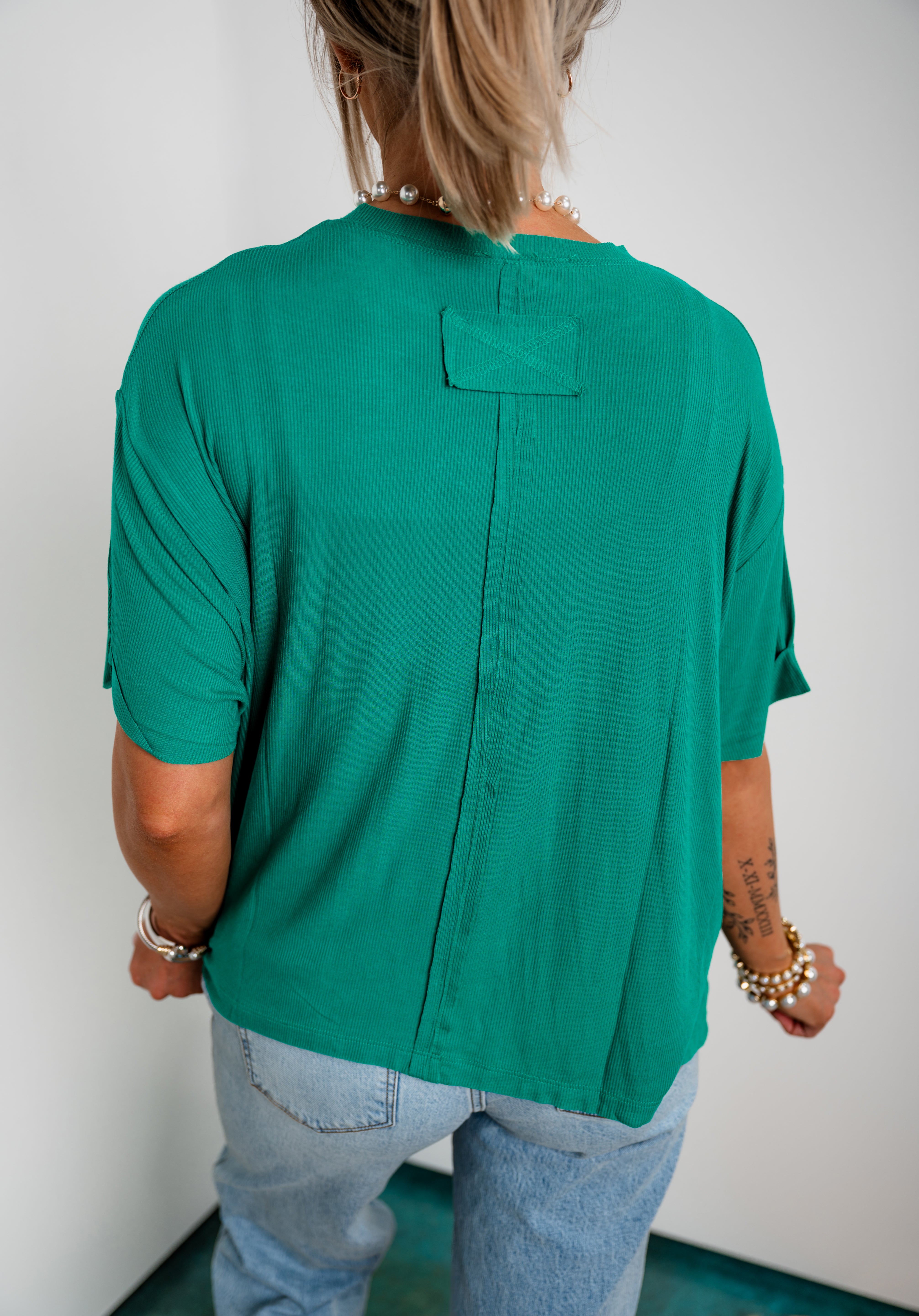 Blossom Ribbed Top - Green