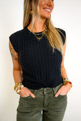 Blossom Weave Top - Black