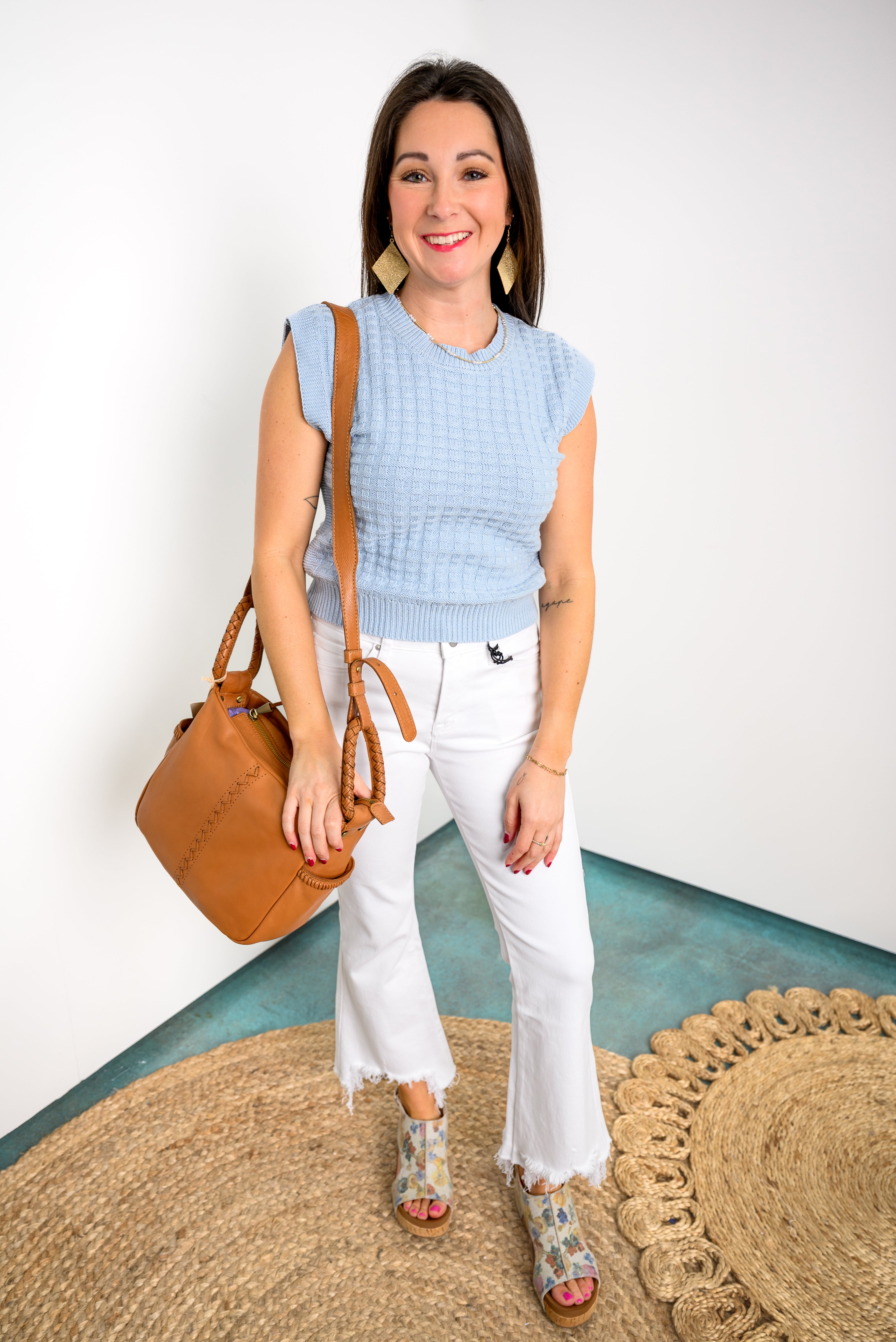 Blossom Weave Top - Ice Blue