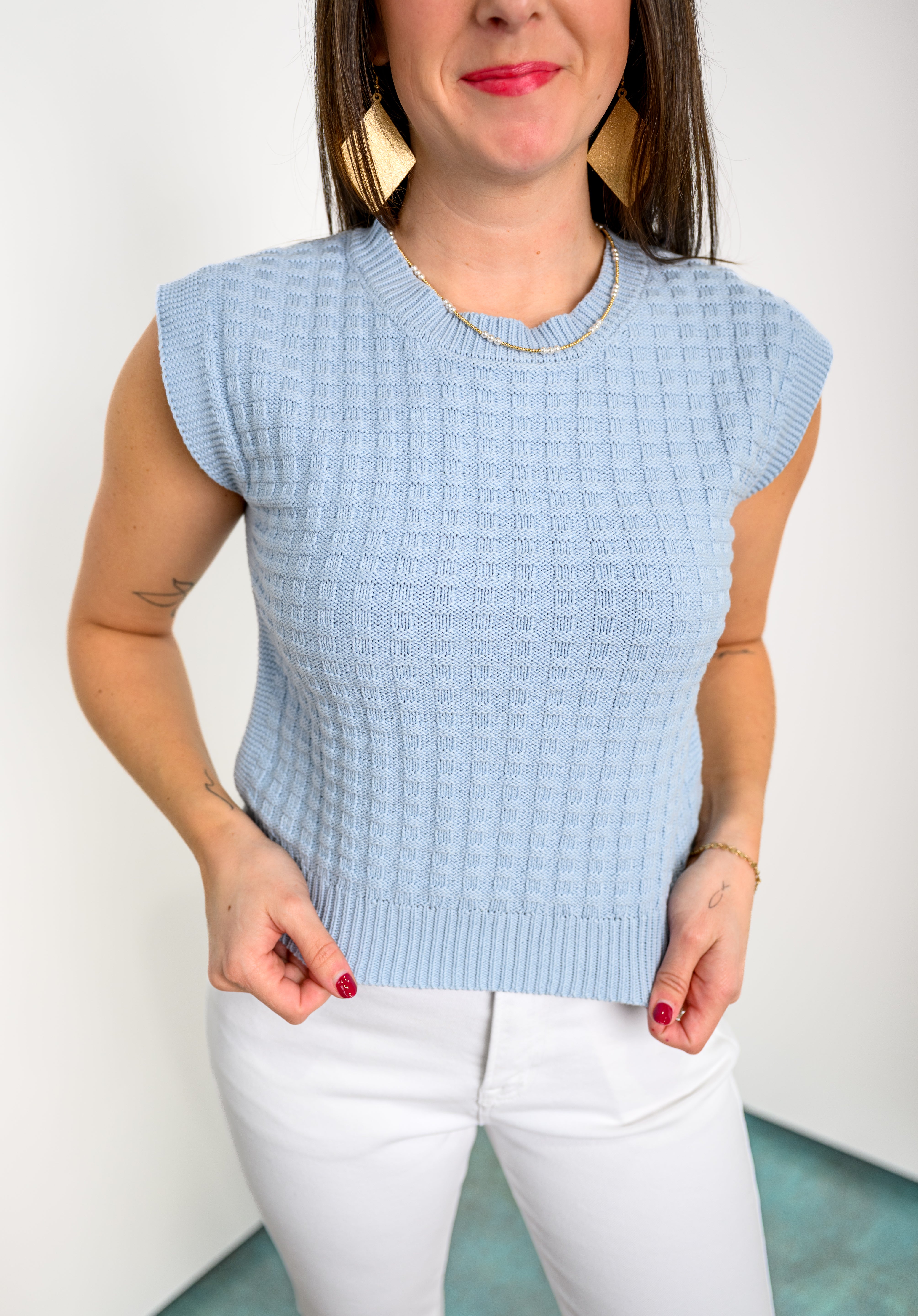 Blossom Weave Top - Ice Blue