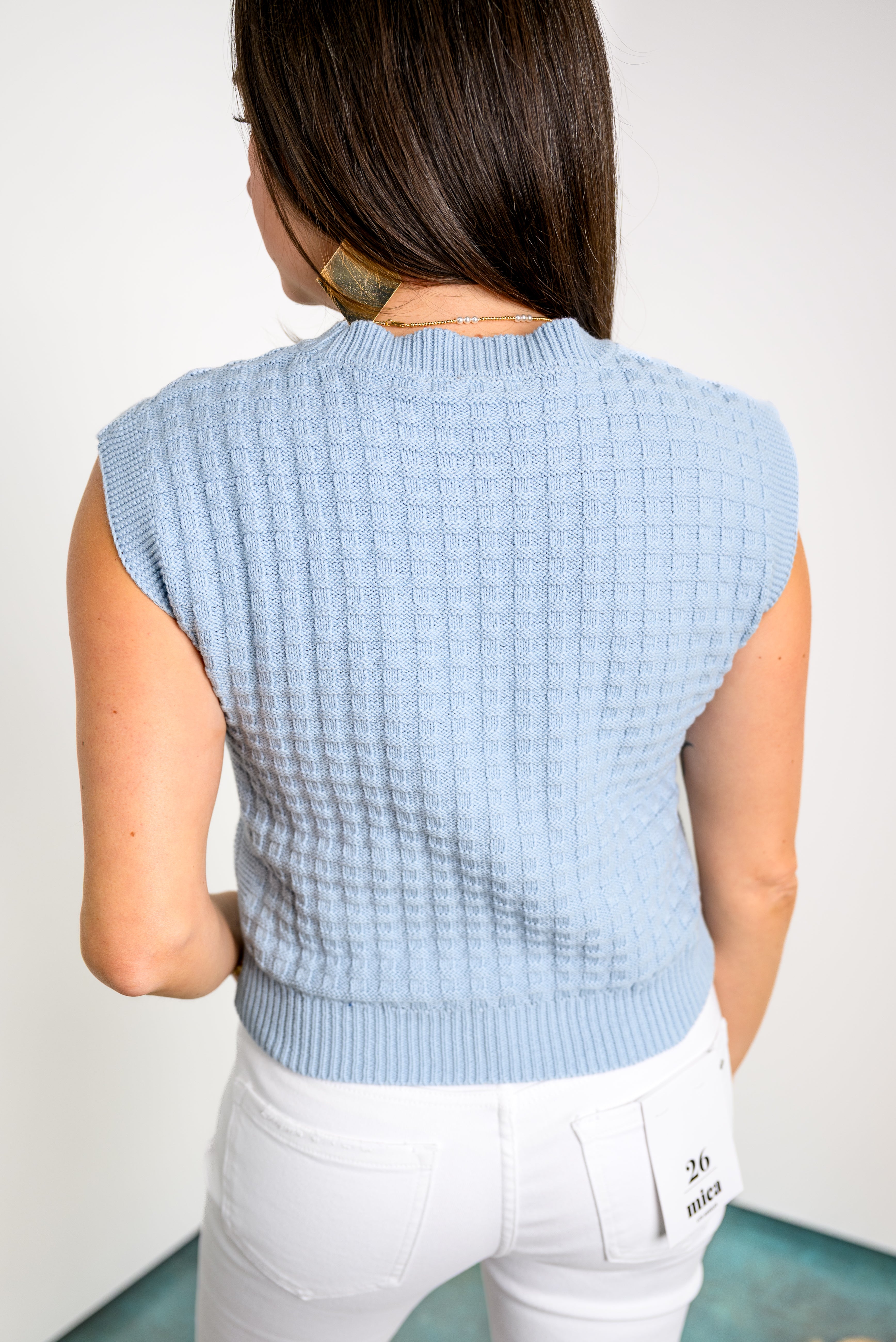 Blossom Weave Top - Ice Blue