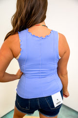 Blush Wave Trim Top - Blue