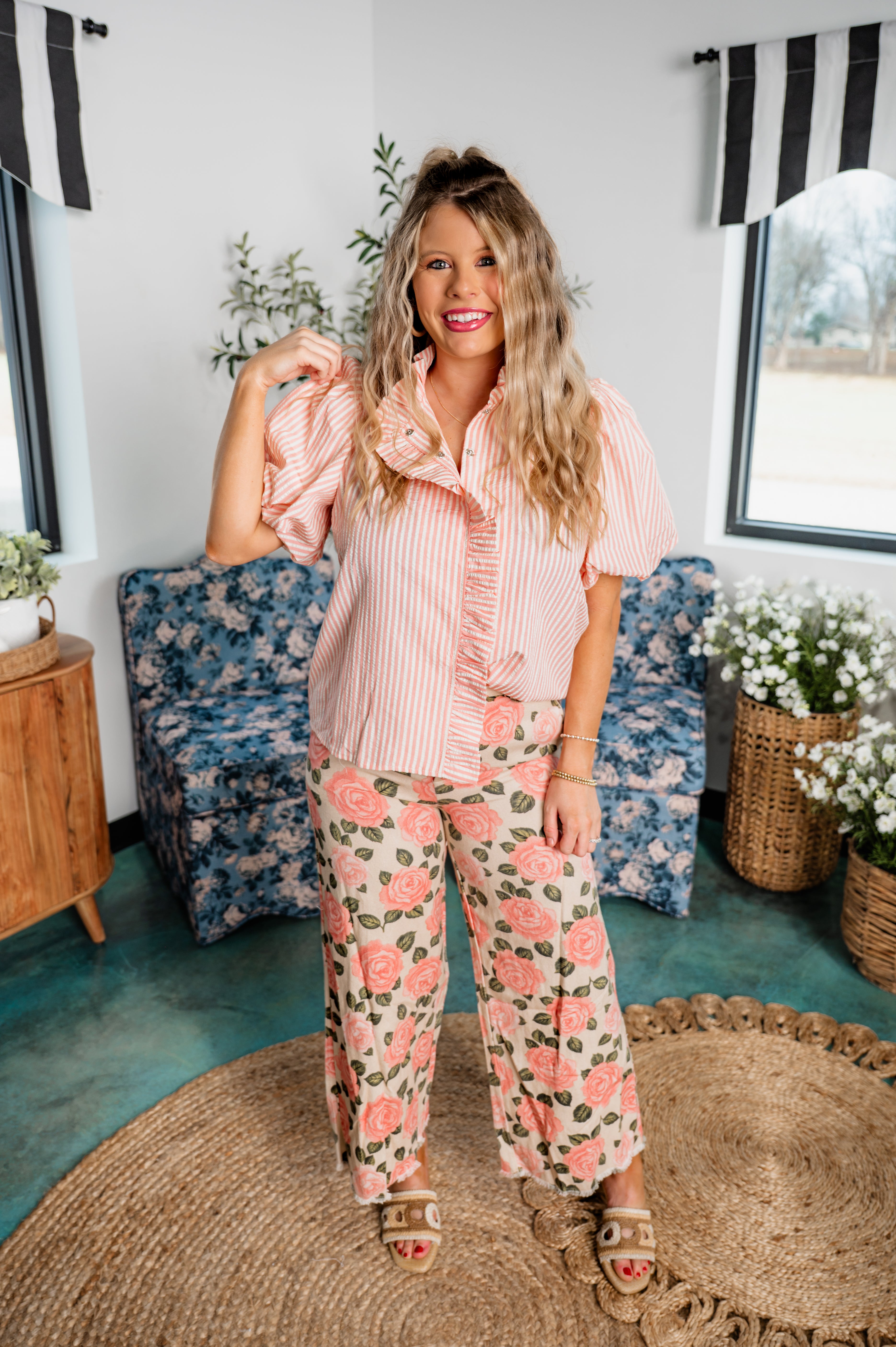 Blush Garden Tailored Pants - Pink