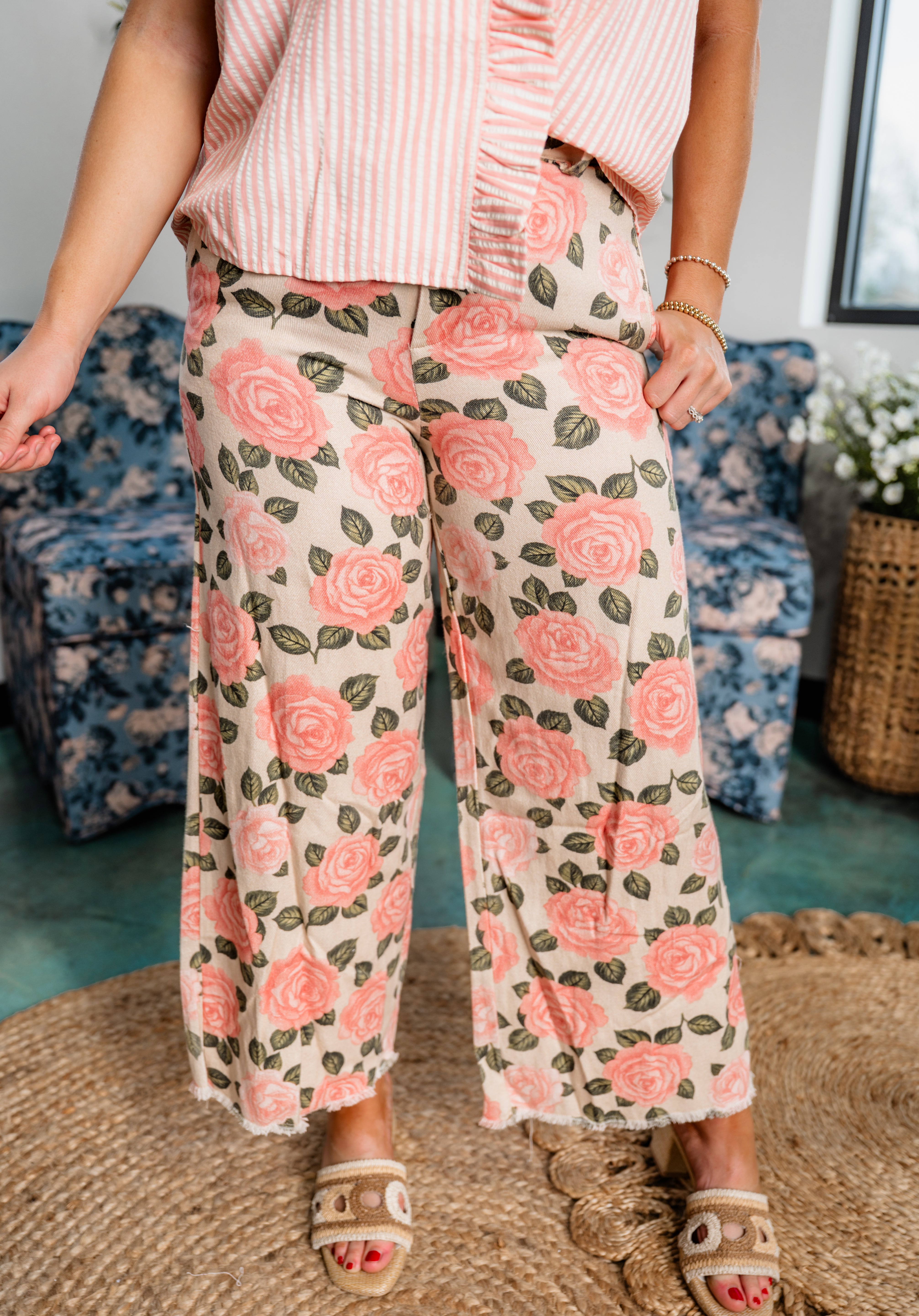 Blush Garden Tailored Pants - Pink