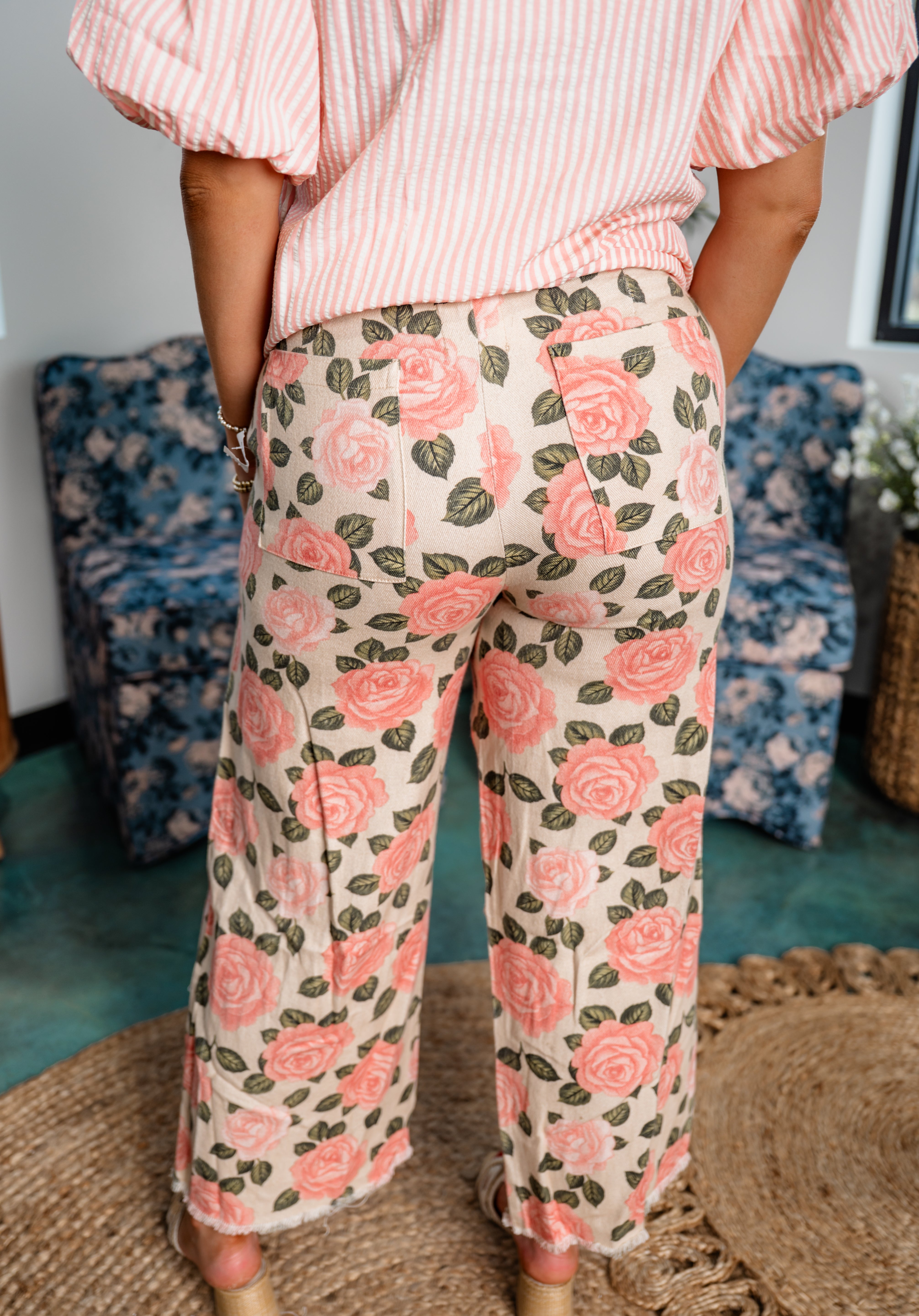 Blush Garden Tailored Pants - Pink