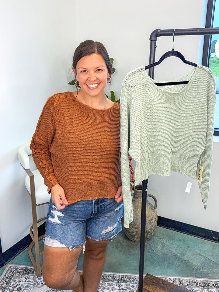 Boat Neck Off Shoulder Dolman Sleeve Sweater