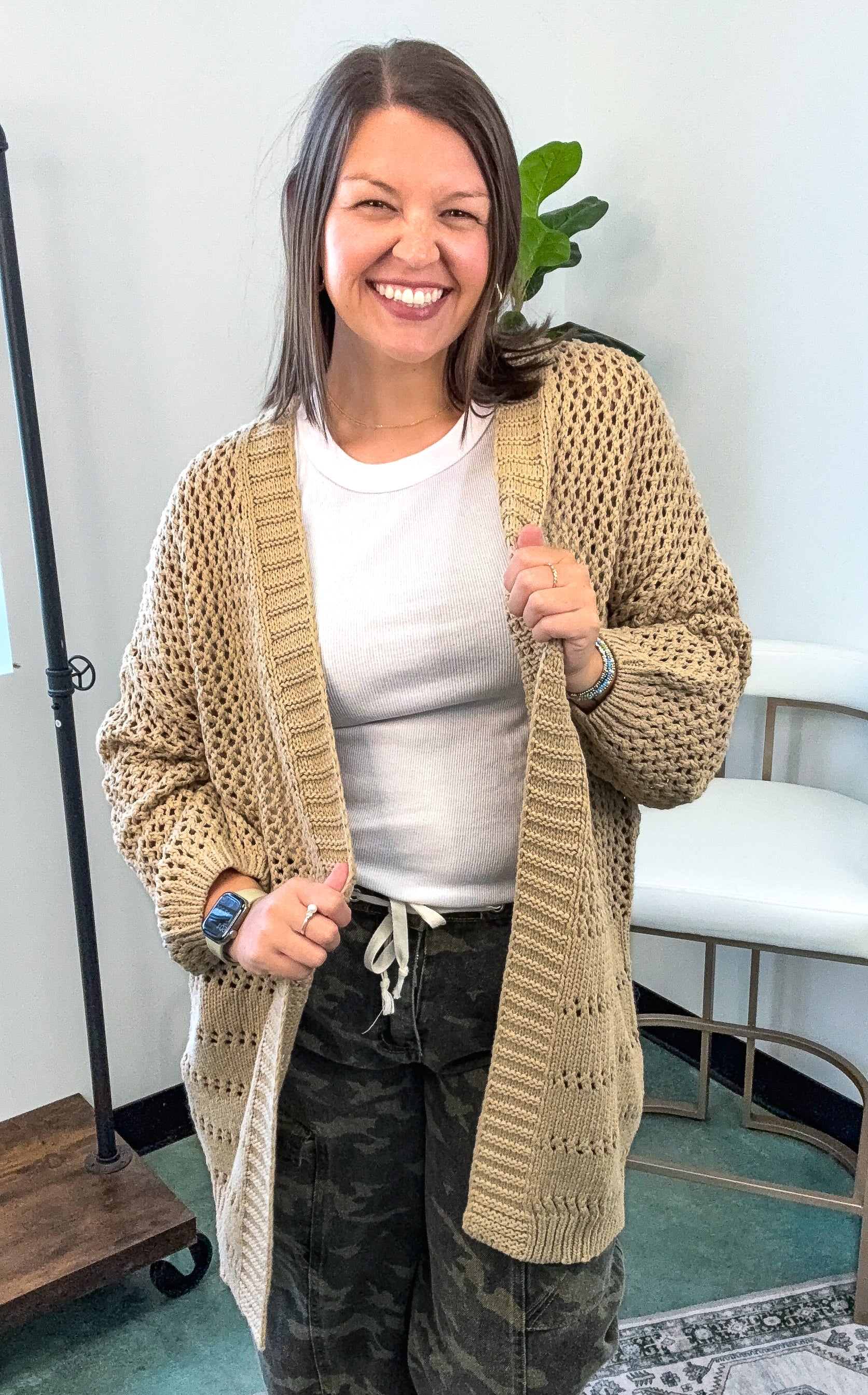 Boho Open Stitch Cocoon Cardigan