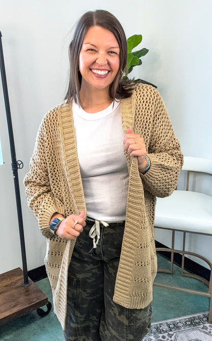 Boho Open Stitch Cocoon Cardigan