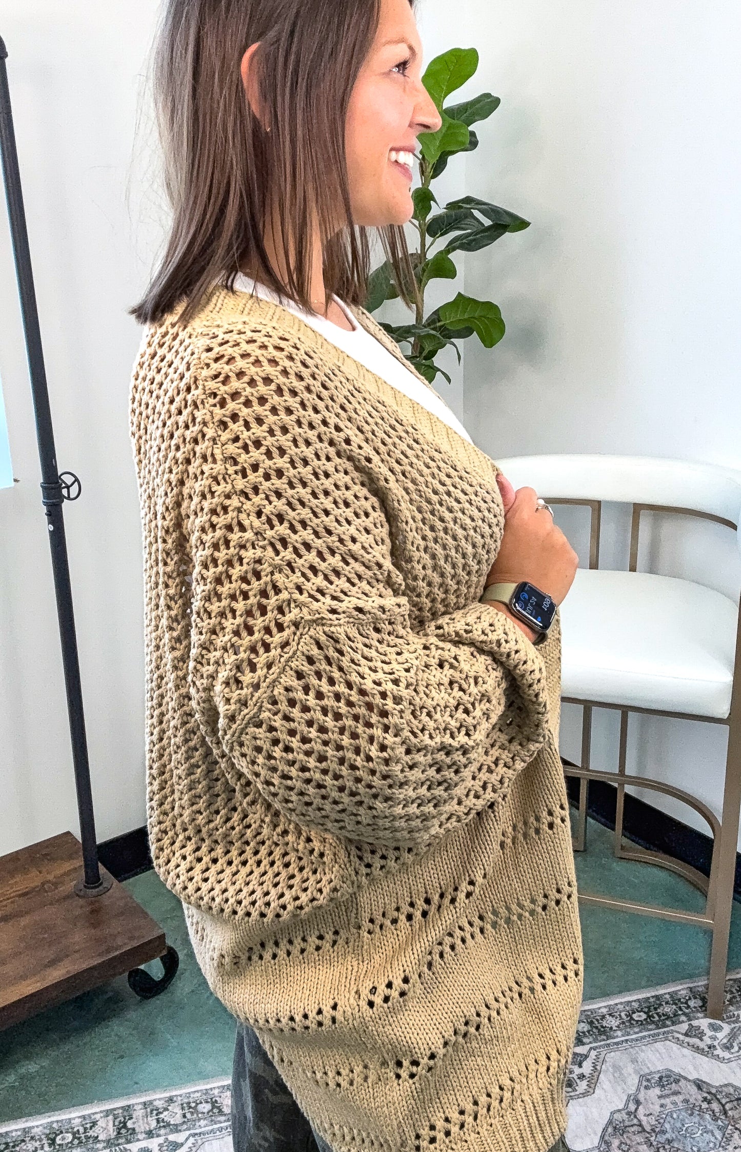 Boho Open Stitch Cocoon Cardigan