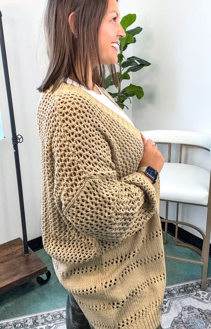 Boho Open Stitch Cocoon Cardigan