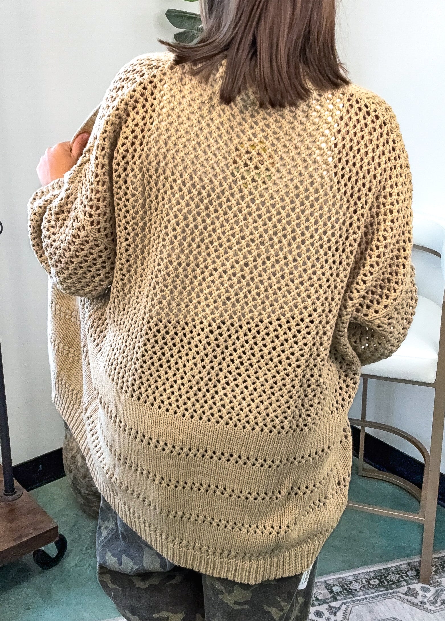 Boho Open Stitch Cocoon Cardigan