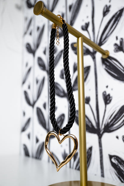 Bold Heart Outline Cord Necklace
