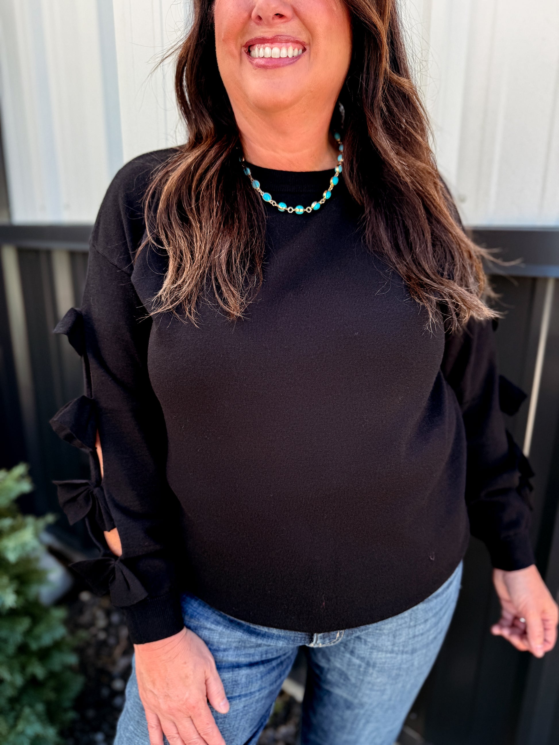 Bow Embellished Crew Neck Longsleeve