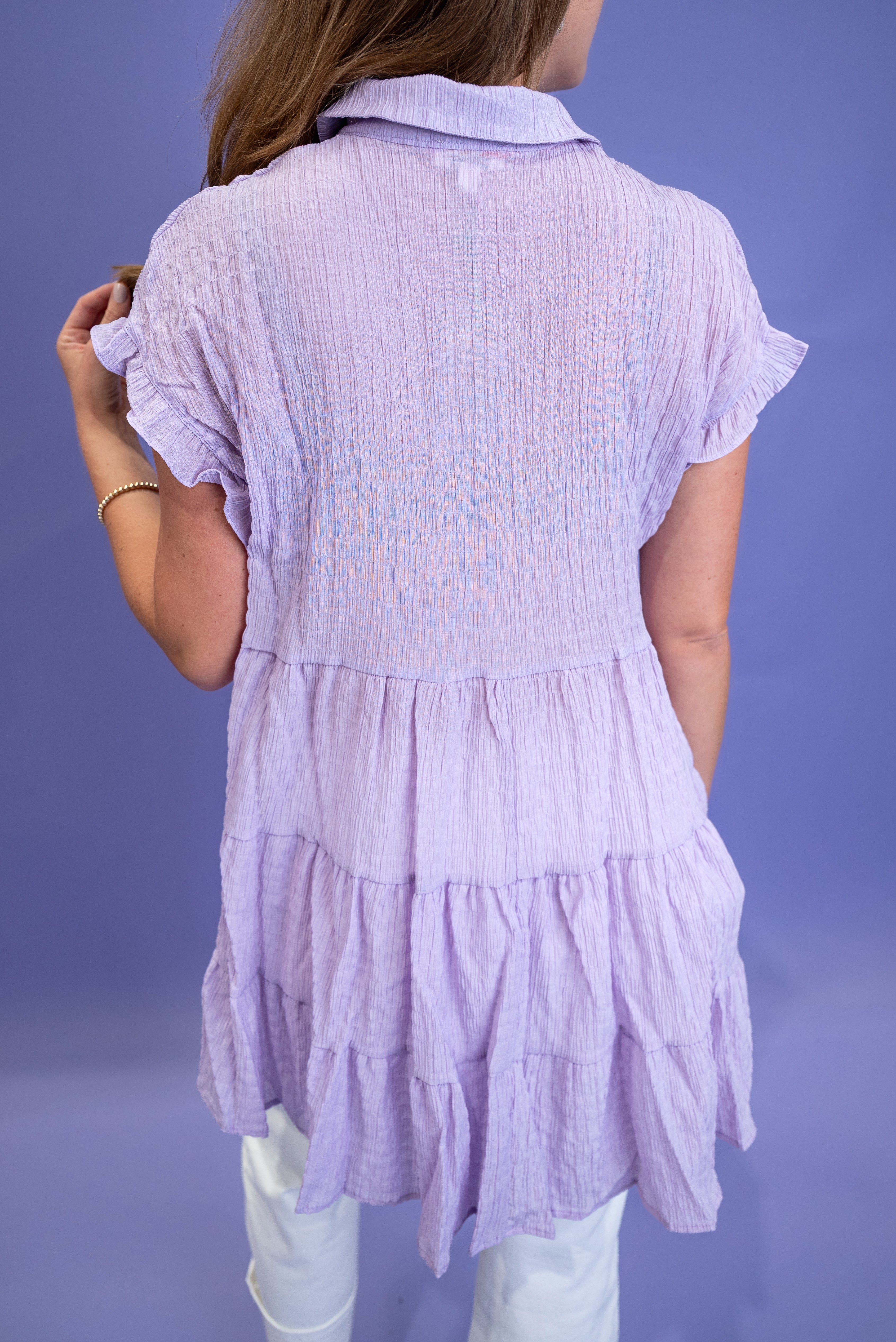 Breezy Charm Babydoll Top - Lavender
