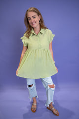 Breezy Charm Babydoll Top - Lime