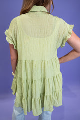 Breezy Charm Babydoll Top - Lime