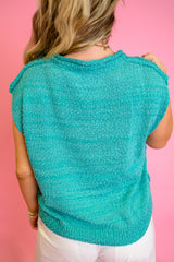 Breezy Popcorn Knit Top - Jade