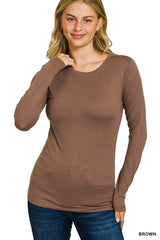 CloudEase Long Sleeve Top - Brown *Final Sale*