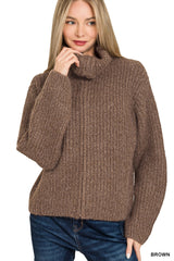 Zip & Go Knit Sweater - Brown