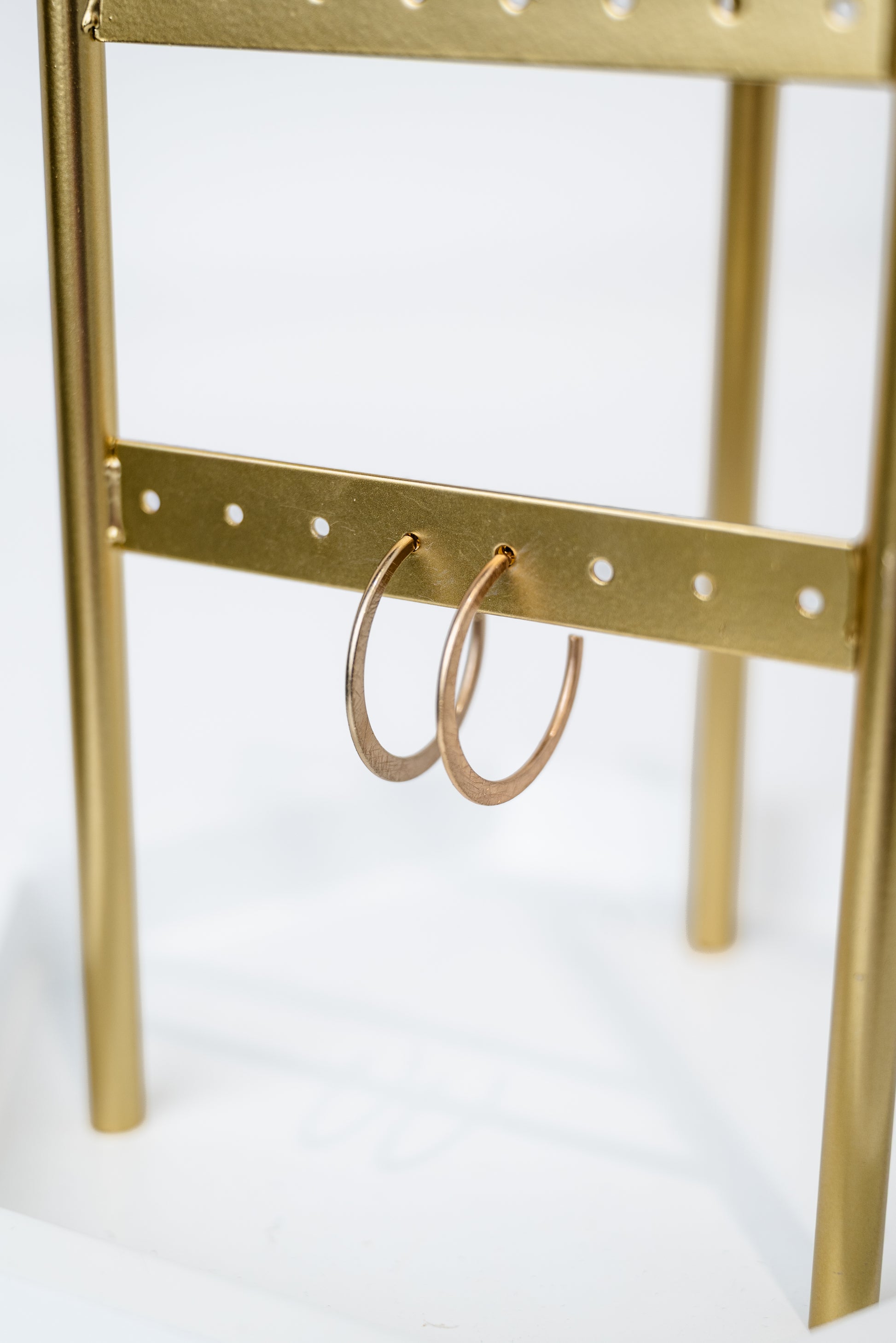 Bushed Texture Gold Hoop Earrings