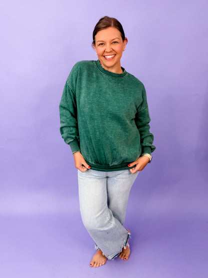 Acid Wash Fleece Pullover