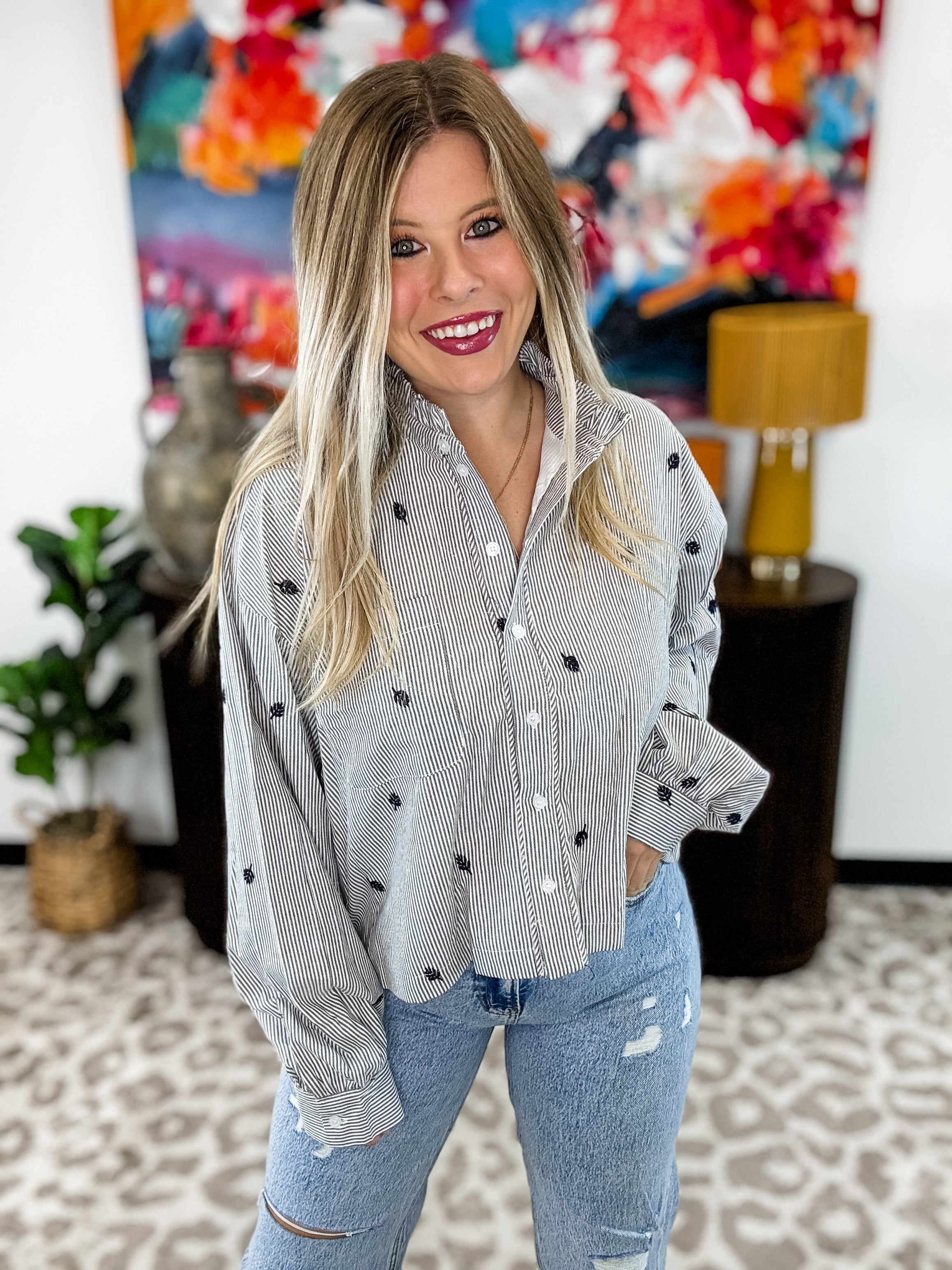 Whispered Stripes Top - Black