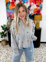 Whispered Stripes Top - Black