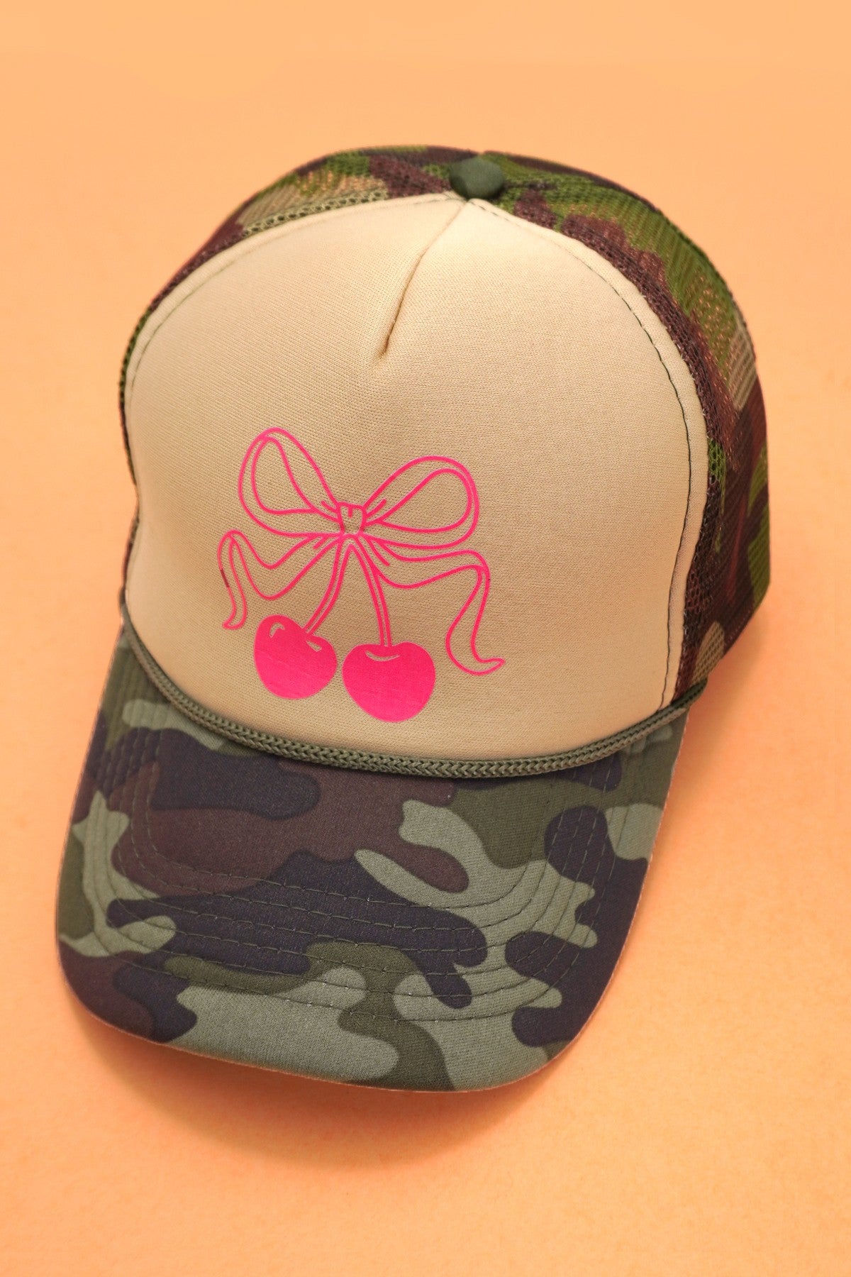 Bow Cherry Camouflage Cap - Camo Beige