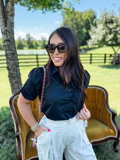 Darling Puff Top - Black - EOS Final Sale