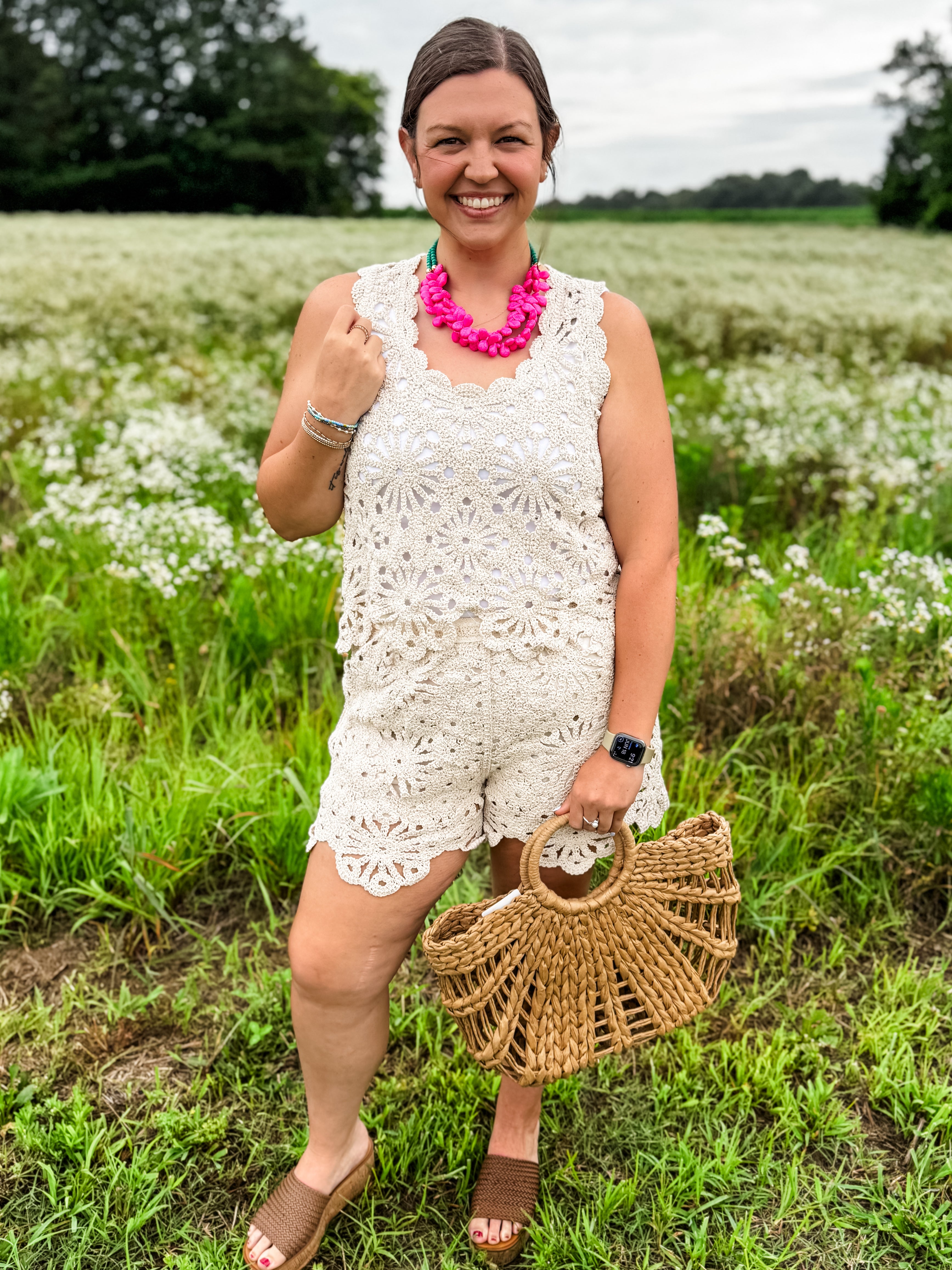 Crochet Scalloped Top and Shorts Set