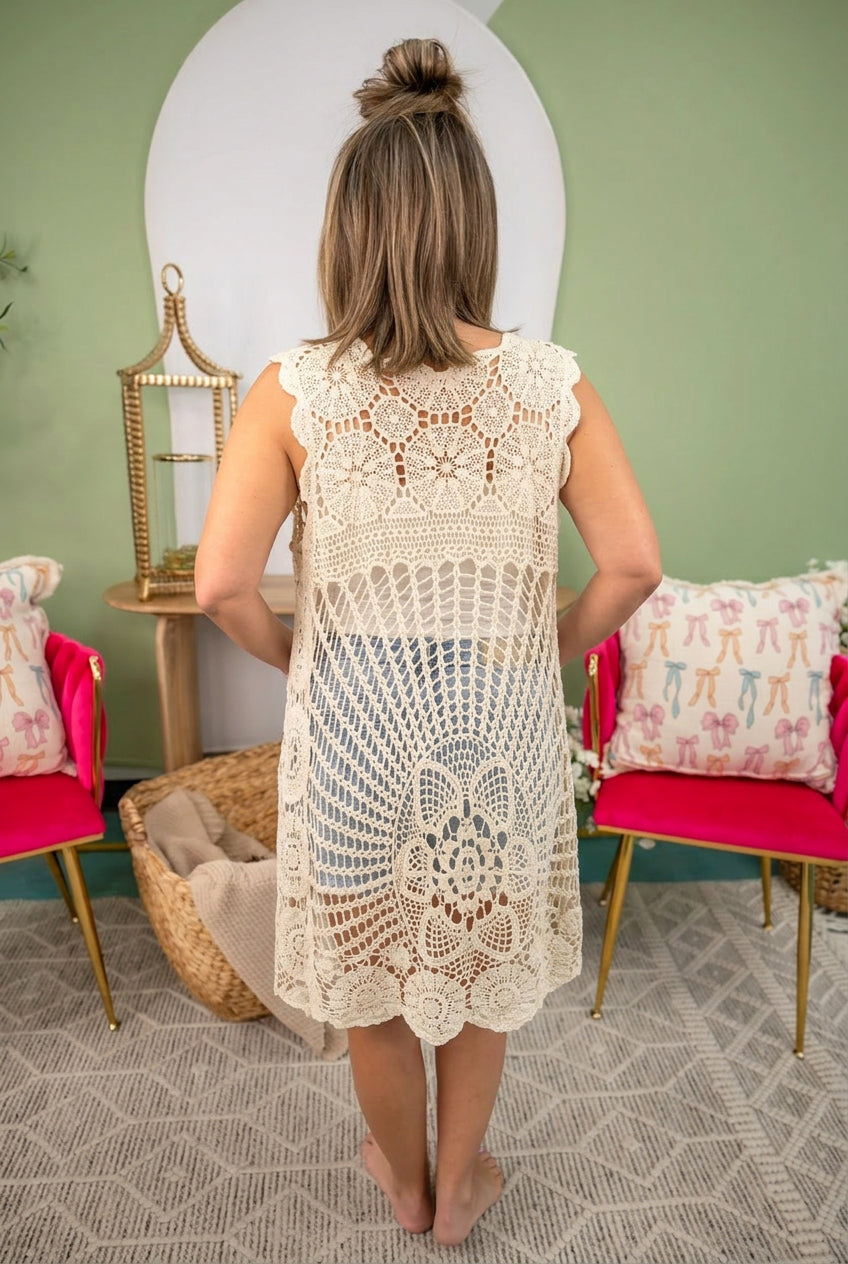 Floral Crochet Hi-Low Tunic