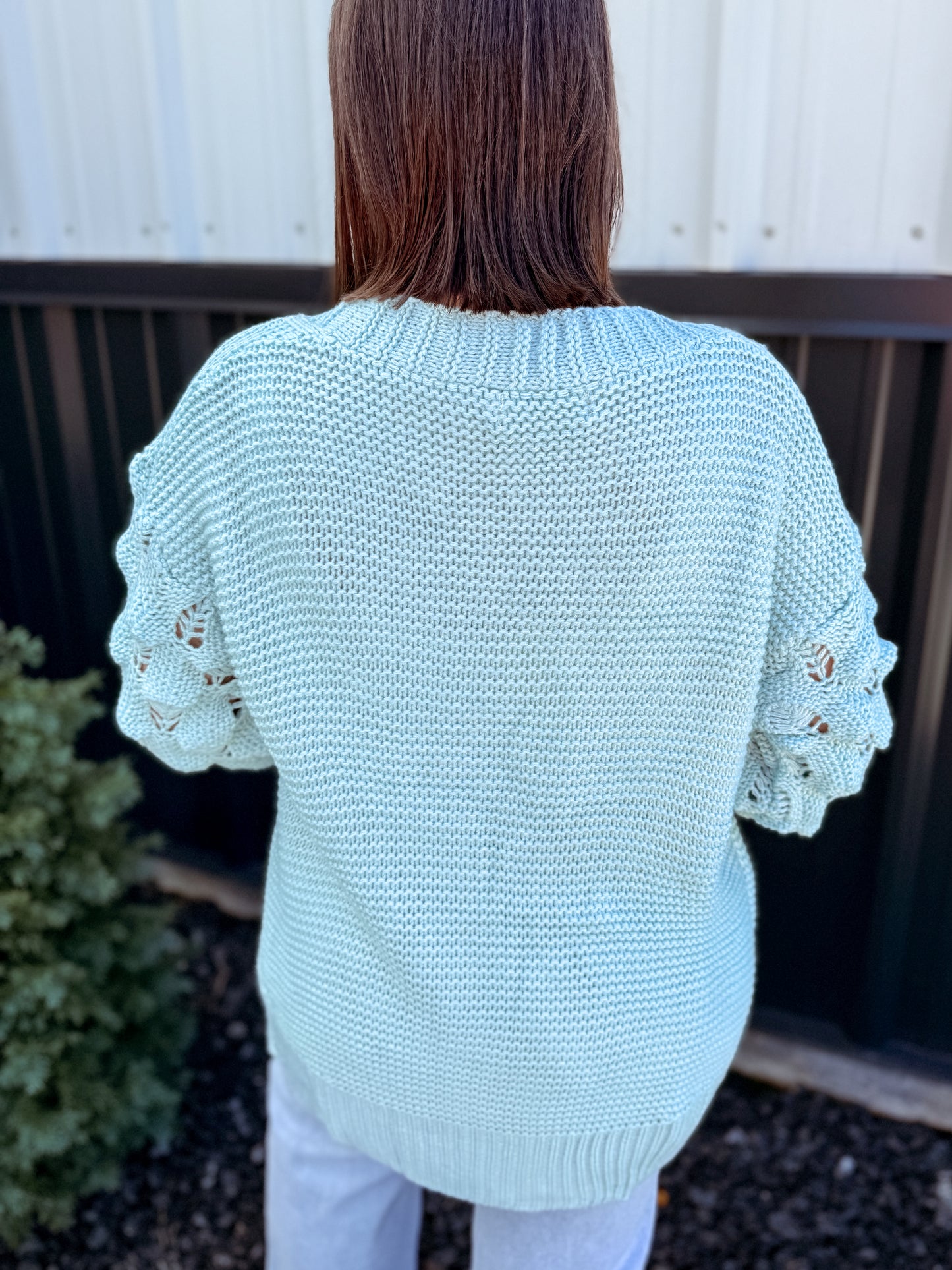 Casual Bubble Crochet Sleeve Chunky Knitted Cardigan