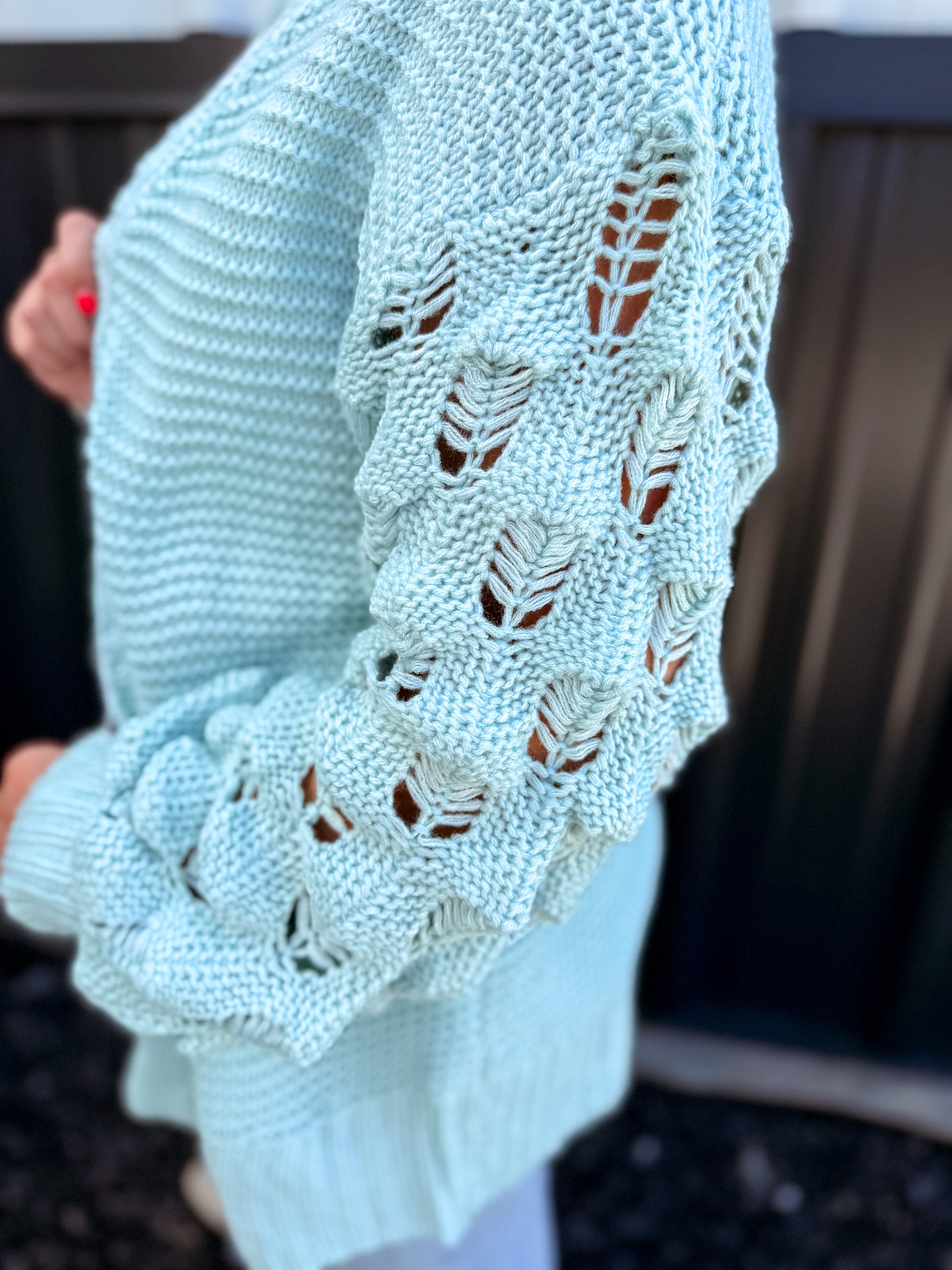 Casual Bubble Crochet Sleeve Chunky Knitted Cardigan