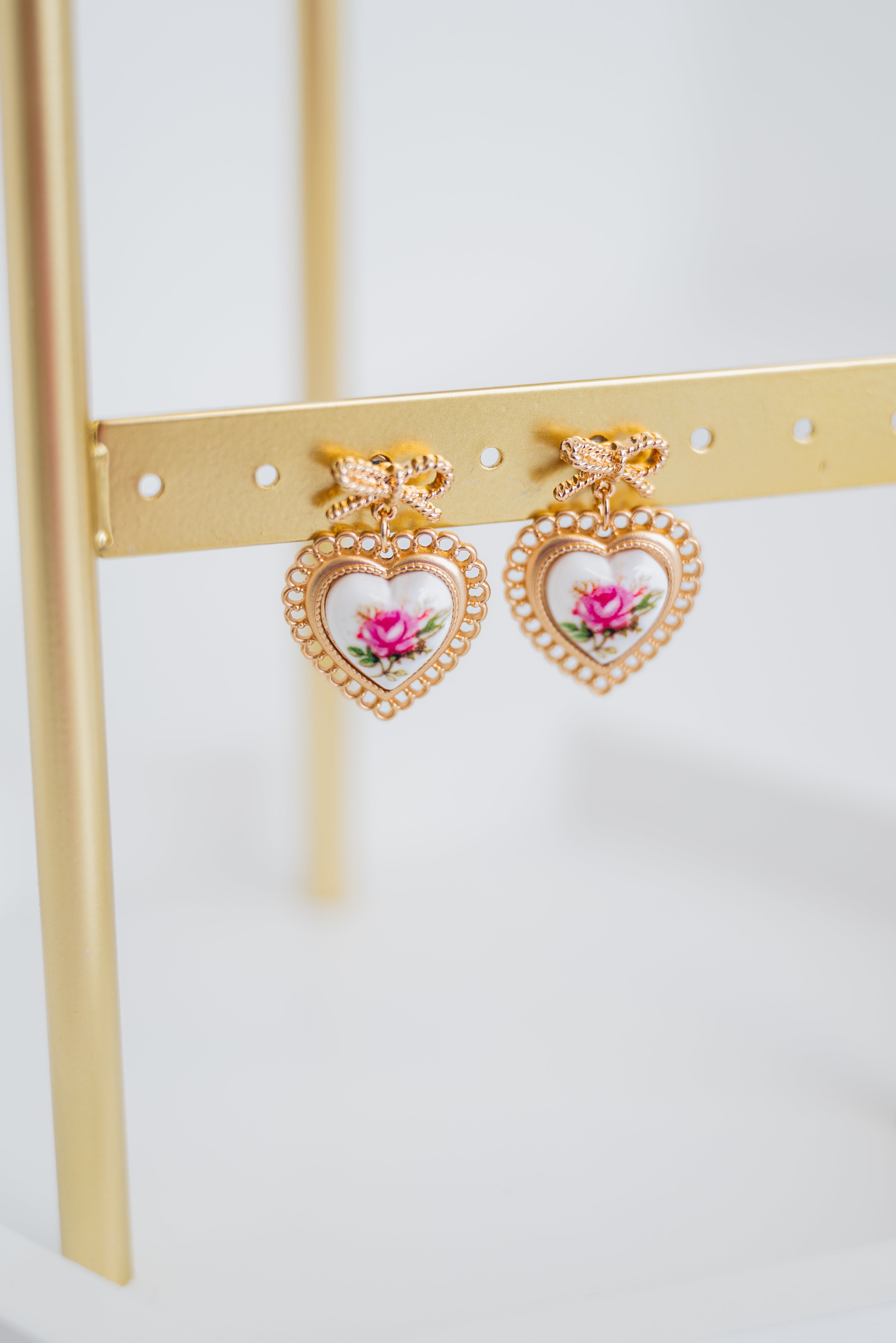 Ceramic Porcelain Bow Drop Earrings