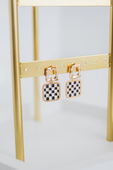 Checker Square Drop Earrings
