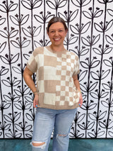 Checkflow Sweater Top - Taupe