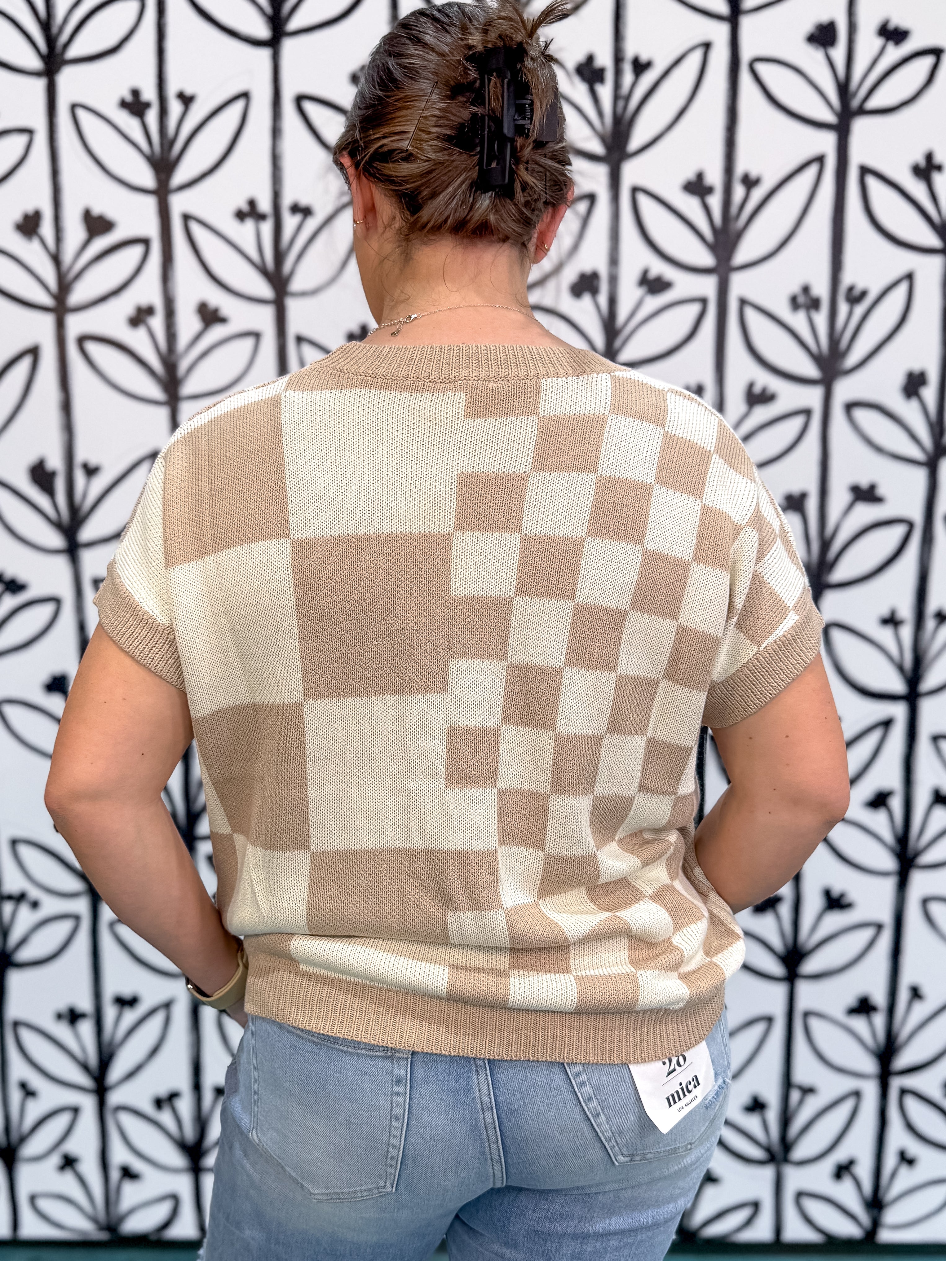 Checkflow Sweater Top - Taupe