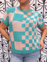 Checkflow Sweater Top - Teal