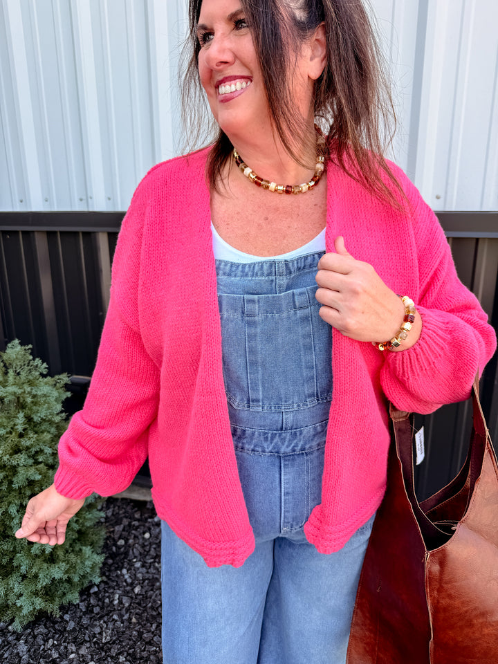 Chunky Knit Lantern Sleeve Cardigan