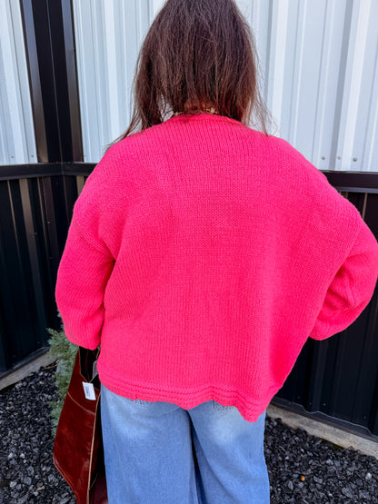 Chunky Knit Lantern Sleeve Cardigan