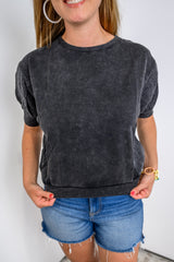 Cloud Wash Mixed Top - Ash