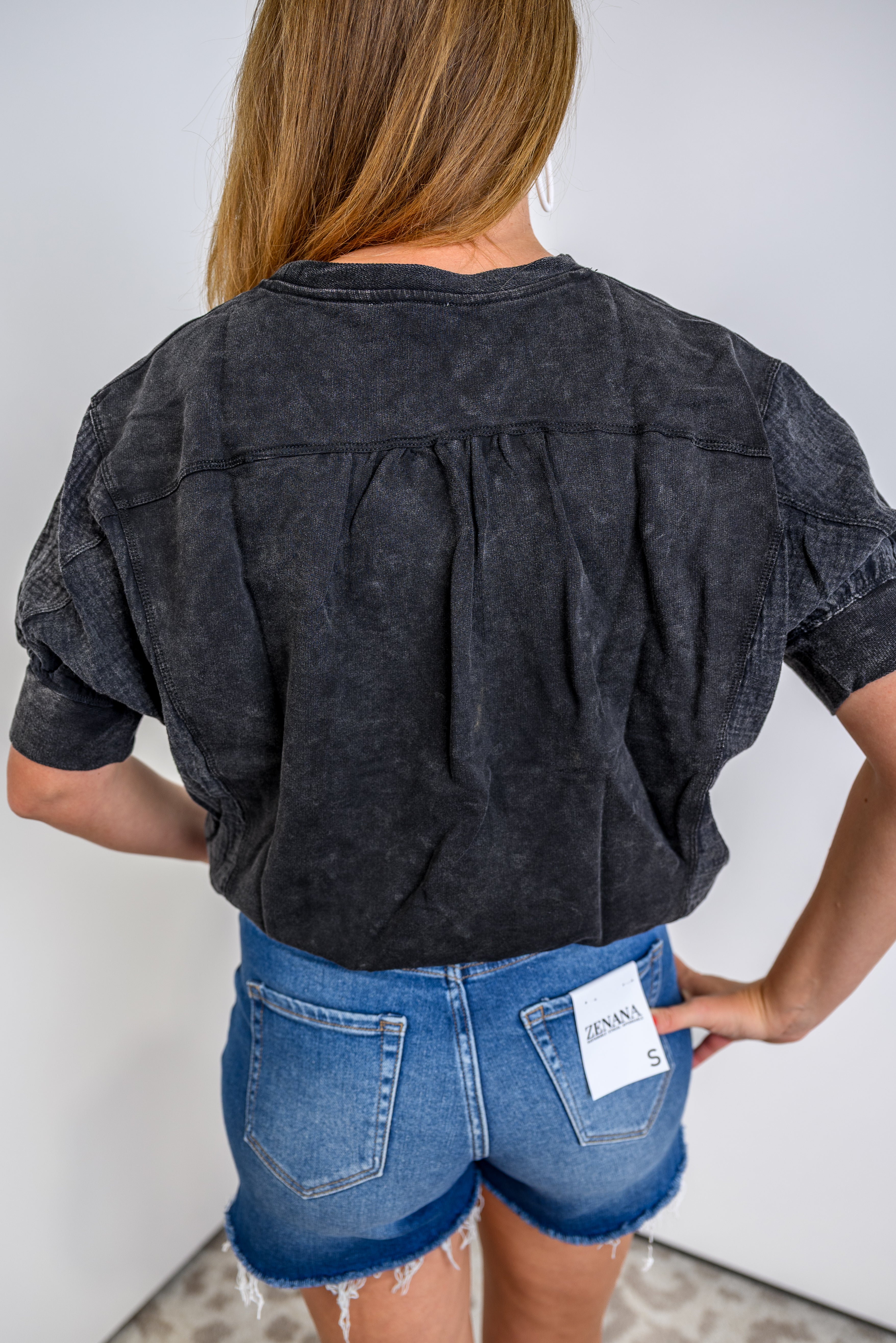 Cloud Wash Mixed Top - Ash