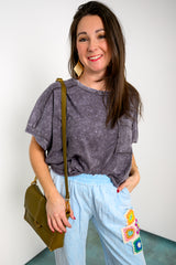 Comfort Crush Washed Top - Black