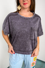 Comfort Crush Washed Top - Black