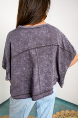 Comfort Crush Washed Top - Black