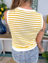 Contrast Trim Stripe Sweater Tank