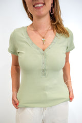 Core Style Henley Top - Tea Green