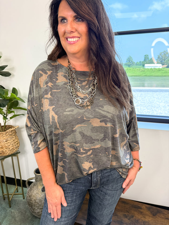 Country Girl Camo Top - Olive