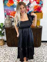 The Dreamy Muse Ruffle Dress - Black