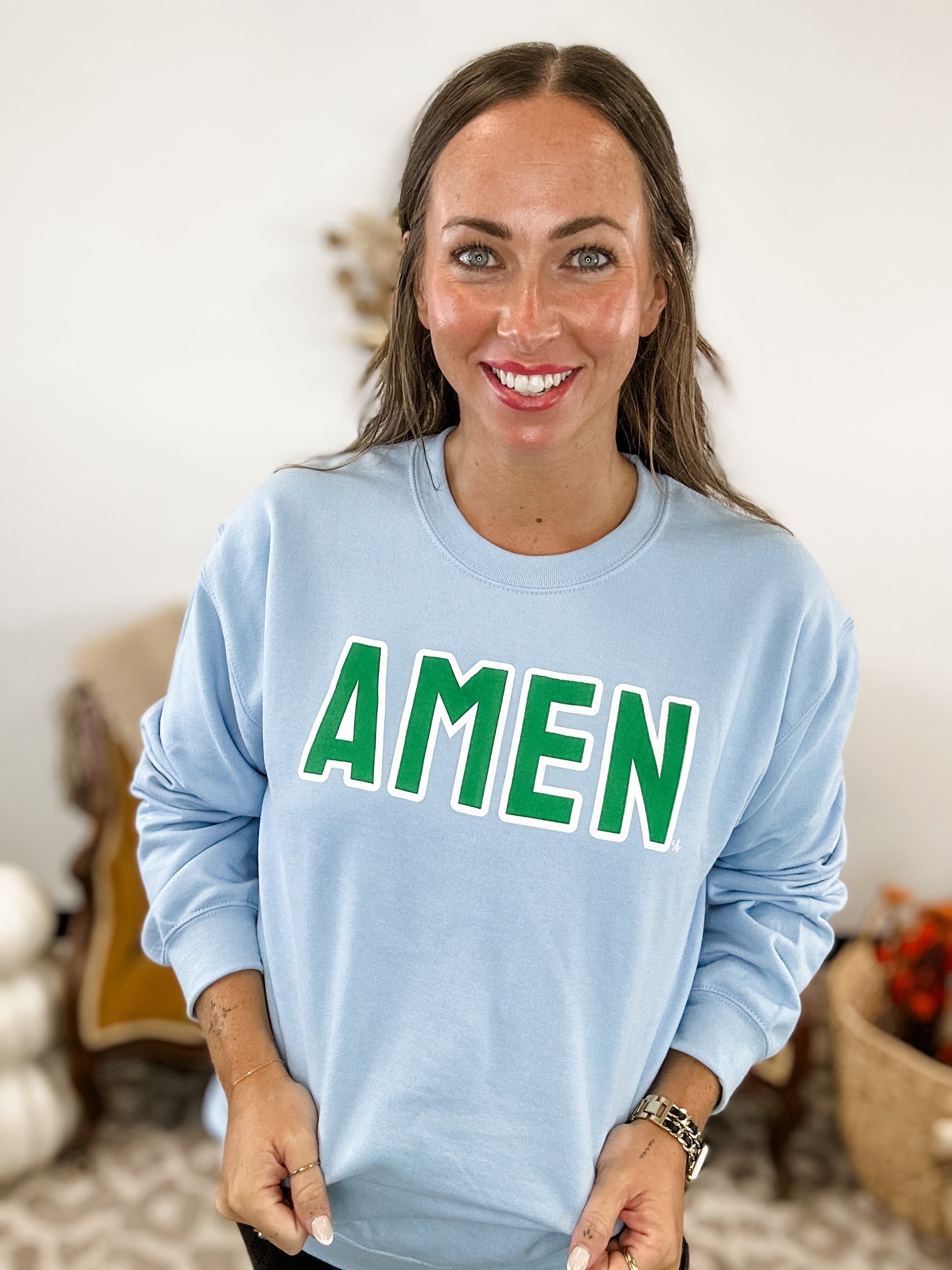 Amen Graphic Sweatshirt - Blue